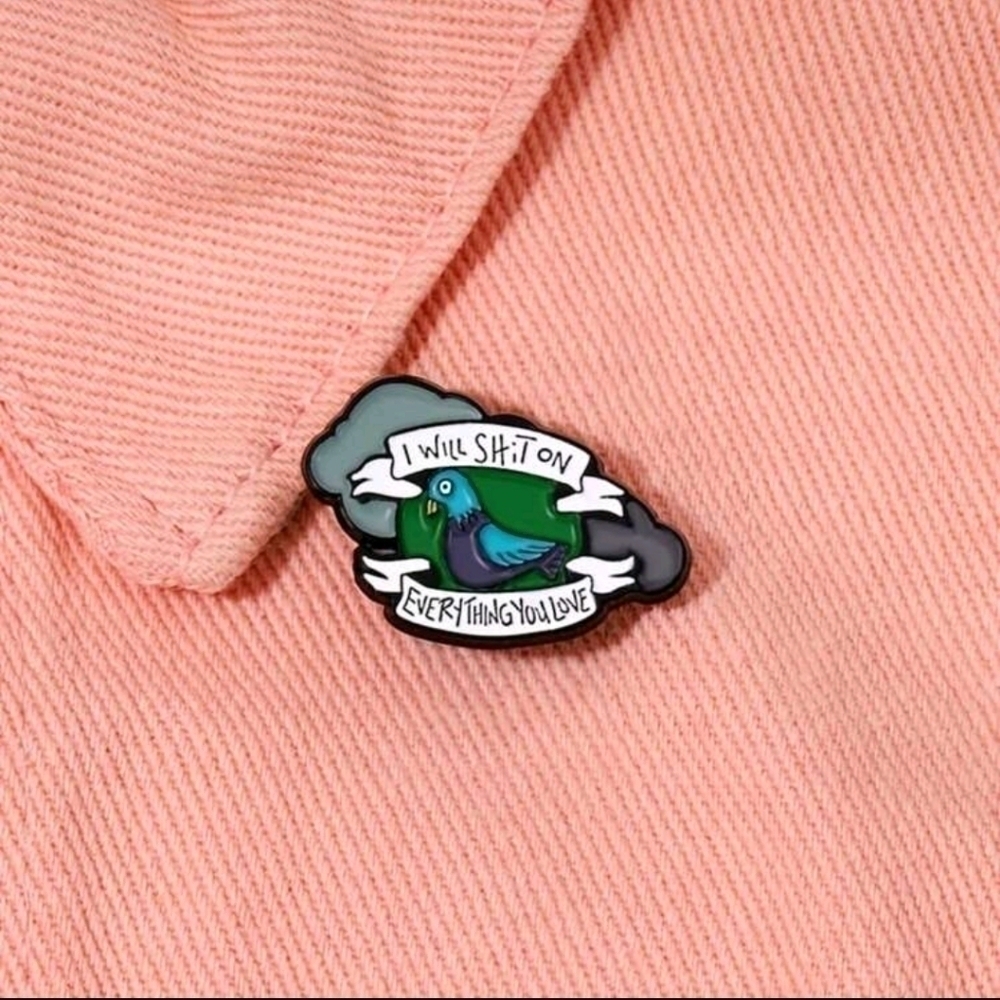 Mini pin brooch charm purse funny pigeon enamel pins for women girls bag charms